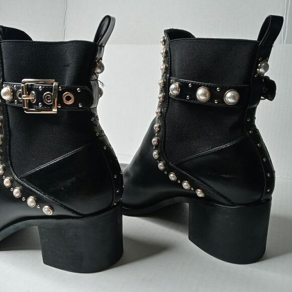 Zara black studded ankle boots size 41 - Picture 10 of 16